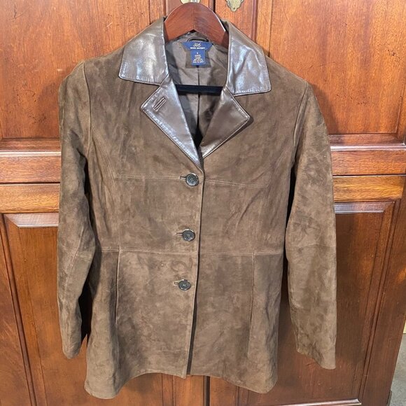 Brooks Brothers 346 Women's Blazer Jacket Size 6 Brown Suede Leather Button Up - Picture 15 of 16